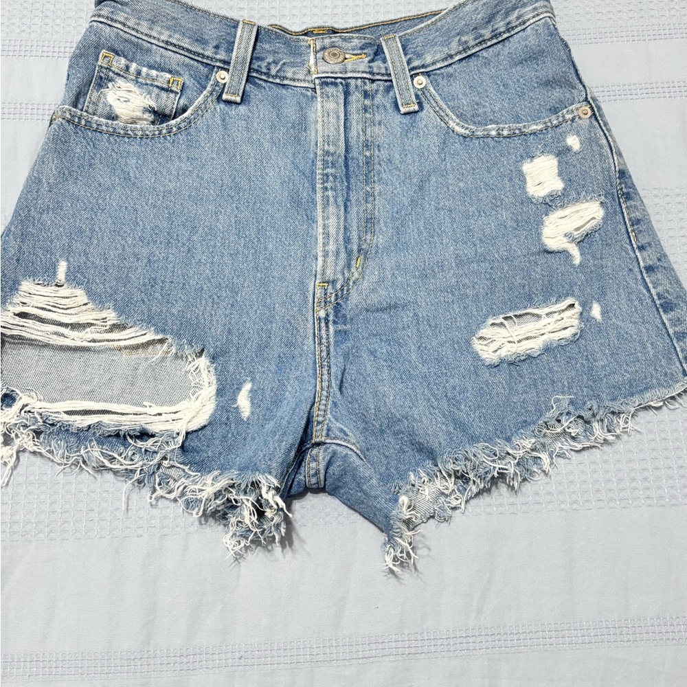 Levi's Blue Distressed Jean Shorts